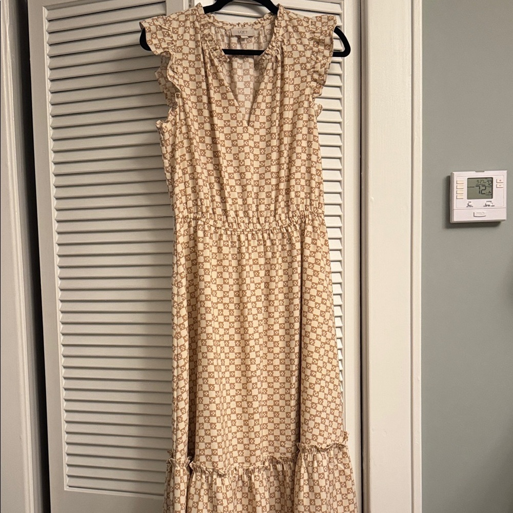 LOFT Tan Cream V-Neck Wrap Sundress